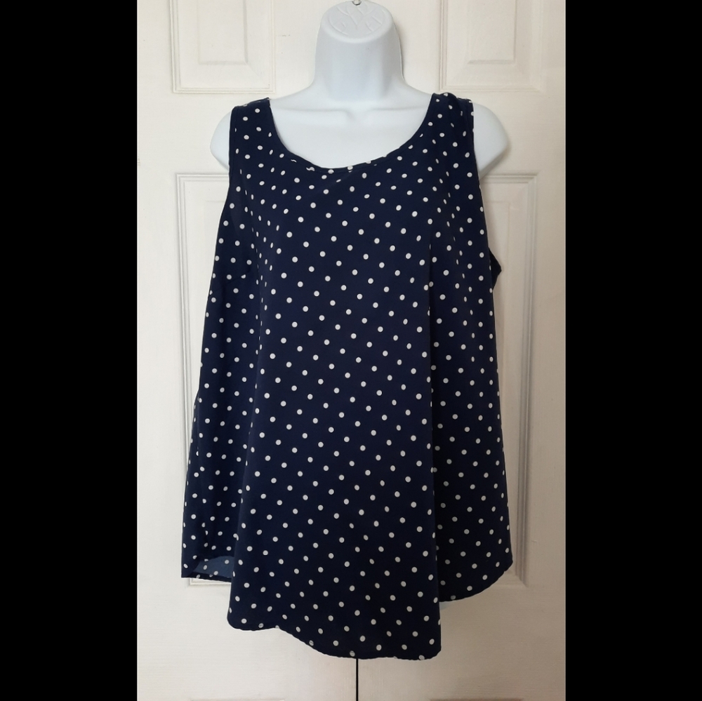 Navy Polka Dot Tank Top
